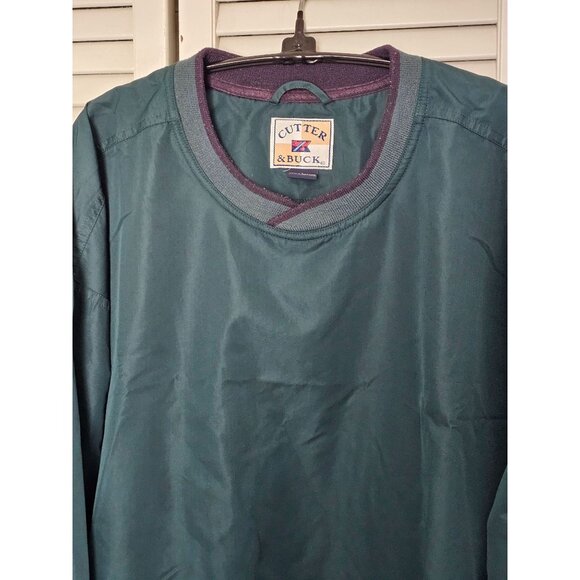 Men's Cutter & Buck ClimaGuard Pullover Windbreaker L Green 100% Polyester - Picture 2 of 7